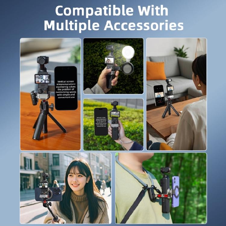 Quick Fixation Magnetic Mount for Pocket 3 Accessories with Adjustable Holder for Desktop Use