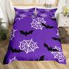 Spooky Dark Bats Duvet Cover Halloween Decoration Glitter Stars Moon Galaxy Bedding Set Cartoon Bat Gothic Comforter Cover Queen