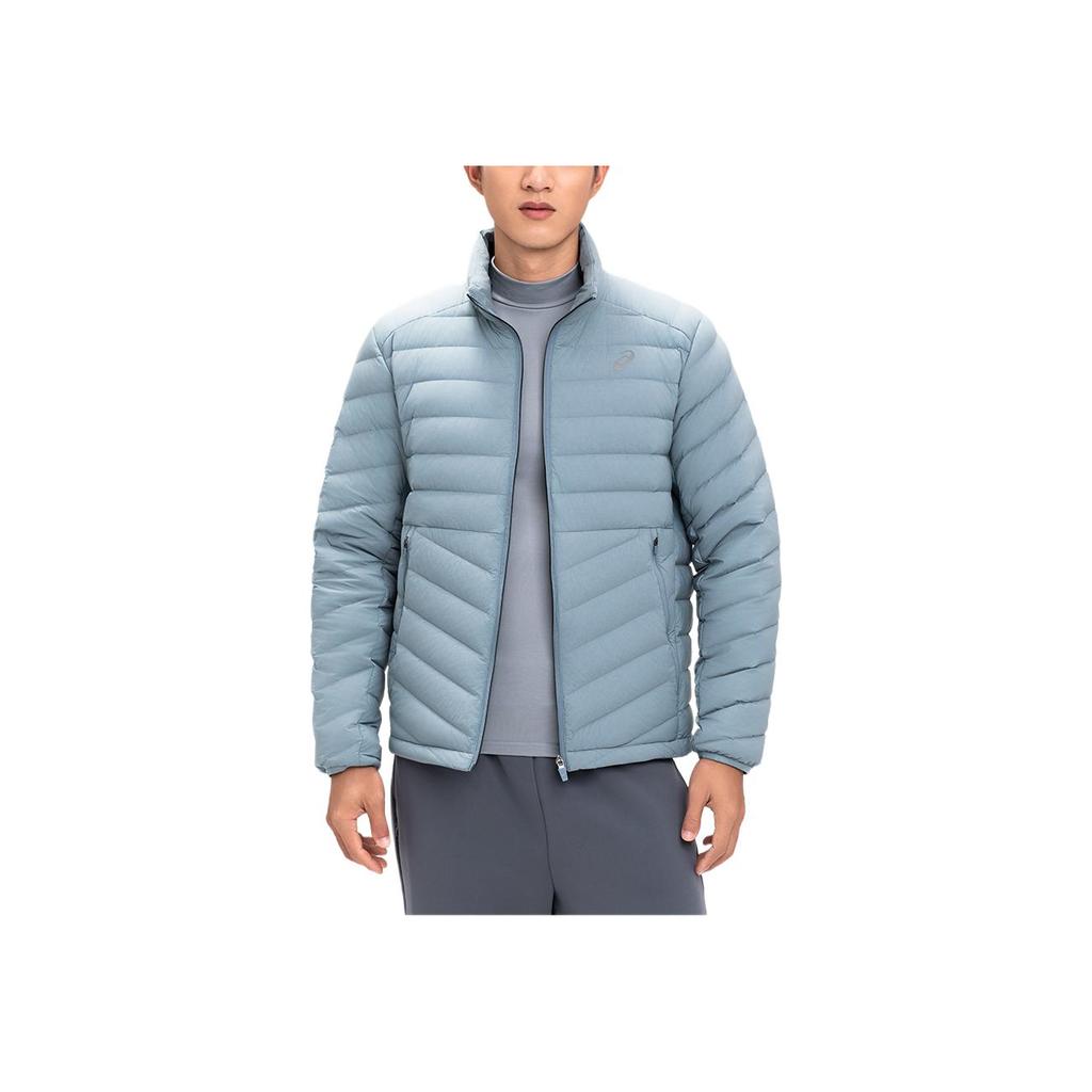 Asics Série Style de Vie Sportif Couleur Unie Polyvalent Chaud Veste de Sport à Manches Longues Manteau en Duvet Vestes Homme Gris Bleu 2031E864-400