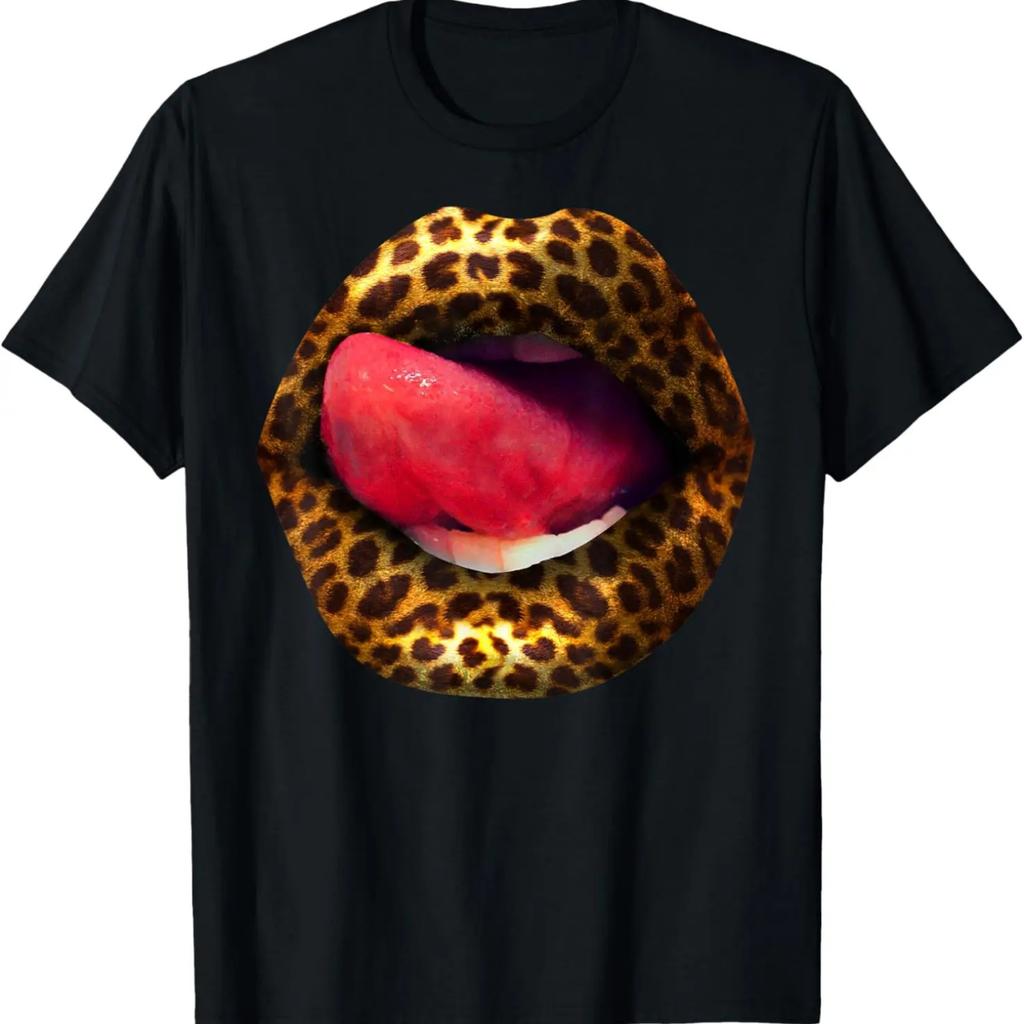 Funny Leopard Lips _ Cool Women Mouth Cheetah Lipstick Gift T-Shirt