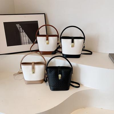 Casual Bucket Bag for Women New Summer Fashion One-shoulder Crossbody Bag Textured Ladies Handbag