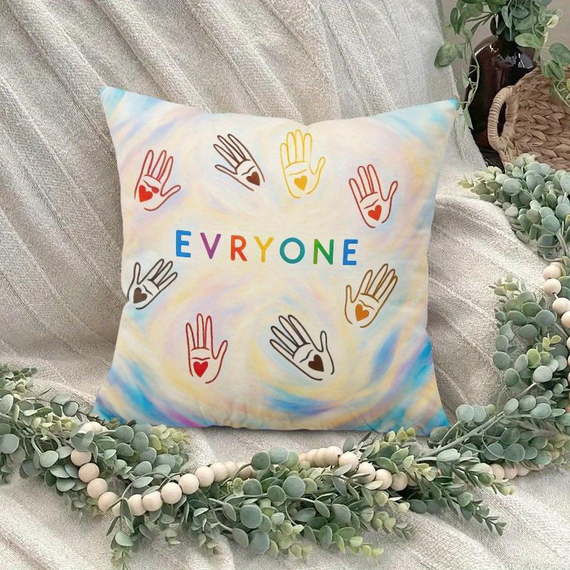 Colorful Hands Pillow Case, Diversity Art Cushion Cover, Inclusive Home Decor Throw Pillow Slipcover for Sofa Bedroom