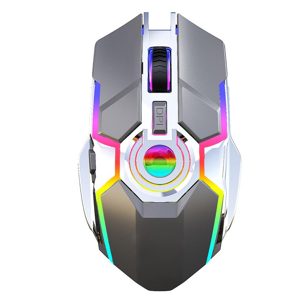 T30 Gaming Mouse 2.4G Wireless Charging Mechanical Colorful Backlight Game MouseIron Gray