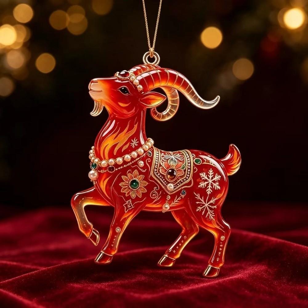 5/7/10 pcs 2D Flat Lamb Hanging Ornaments New Year Christmas Decorations Acrylic Goat Pendant Gift