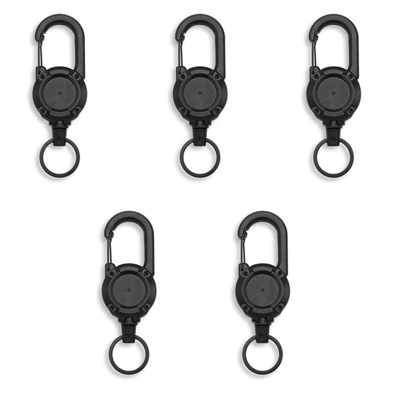 Outdoor Camping Tactical Easy Pull Buckle, Steel Wire Rope Retractable Rebound Keychain, Camping Multifunctional Anti Loss Rope