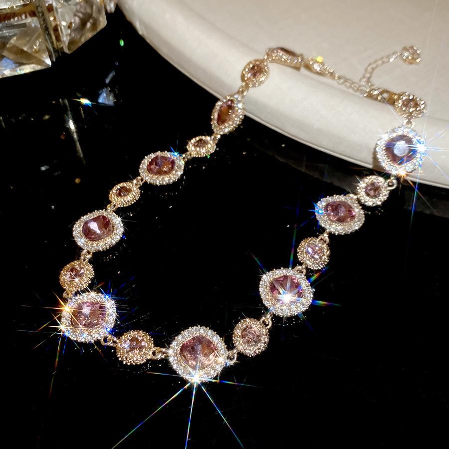 Silver Needle Geometric Rhinestone Necklace & Earrings Set