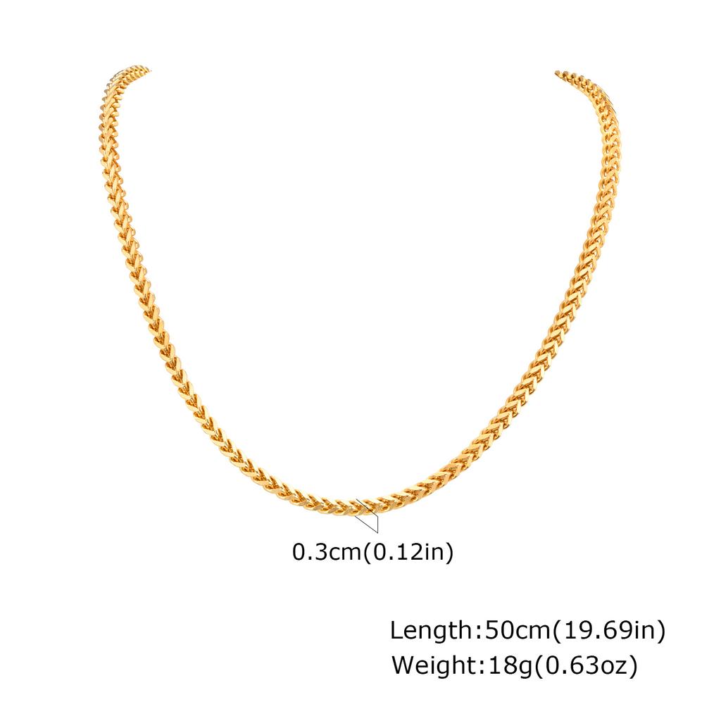 Gold Color Franco Chain Necklace for Men,3MM Wide Thick Stainless Steel Necklace Collars,Classic Trendy Zircon Gifts