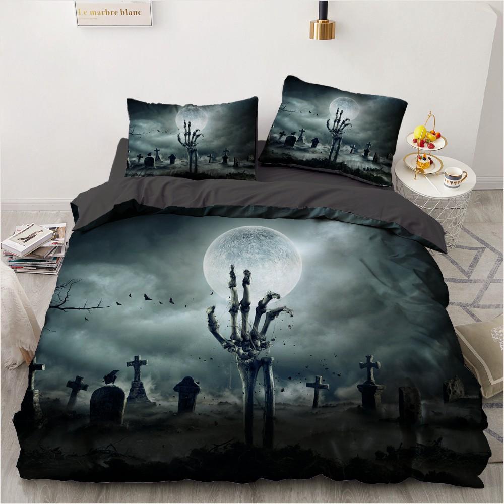 3D Horror Skull Demon Duvet Cover Set Skeleton Gothic Monster Bedding Set Black Comforter Cover For Boys,full Queen Size 2/3pcs
