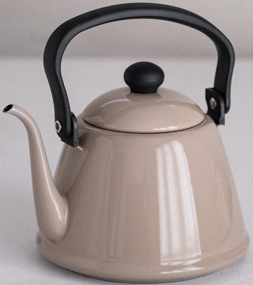 Nodahoro Drip Kettle II, Enamel, Induction Compatible, Heat Resistant, Beige, 2L, DK-200 BE