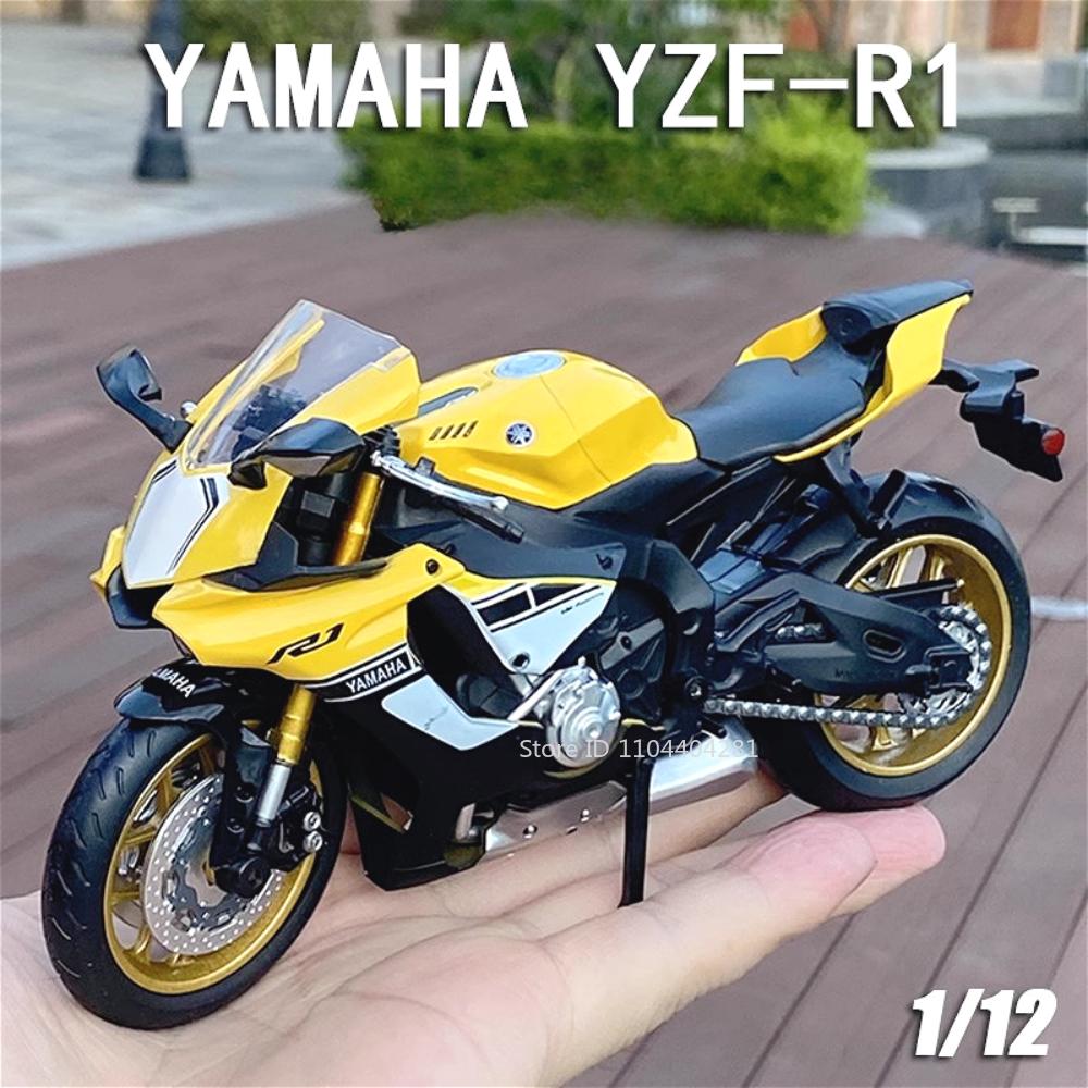 1:12 Yamaha Yzf-r1 Alloy R1m Motorcycle Diecast Car Toys Front Wheel Steering Rear Wheel Suspension Vehices Boy's Birthday Gifts