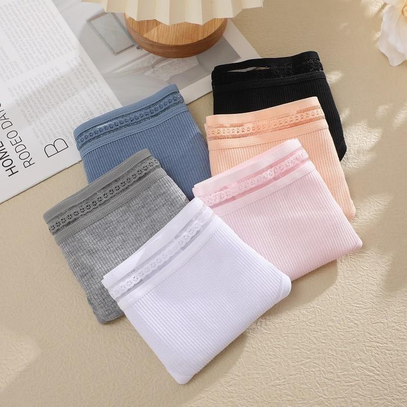 Women Pure Desire Cotton Panties Low-Waist G-String Sexy Lace Floral Thongs Soft and Breathable Sexy Briefs