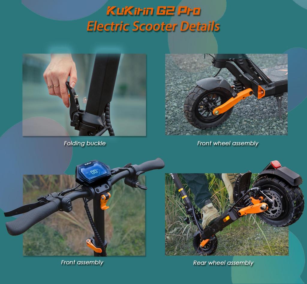 Faltbarer Elektroroller Kukirin G2 Pro (VMP), 500W Motor, 48V 15,6AH Akku, Höchstgeschwindigkeit 25 km/h, Reichweite 65 km, 9-Zoll-Reifen + 4 Geschenke
