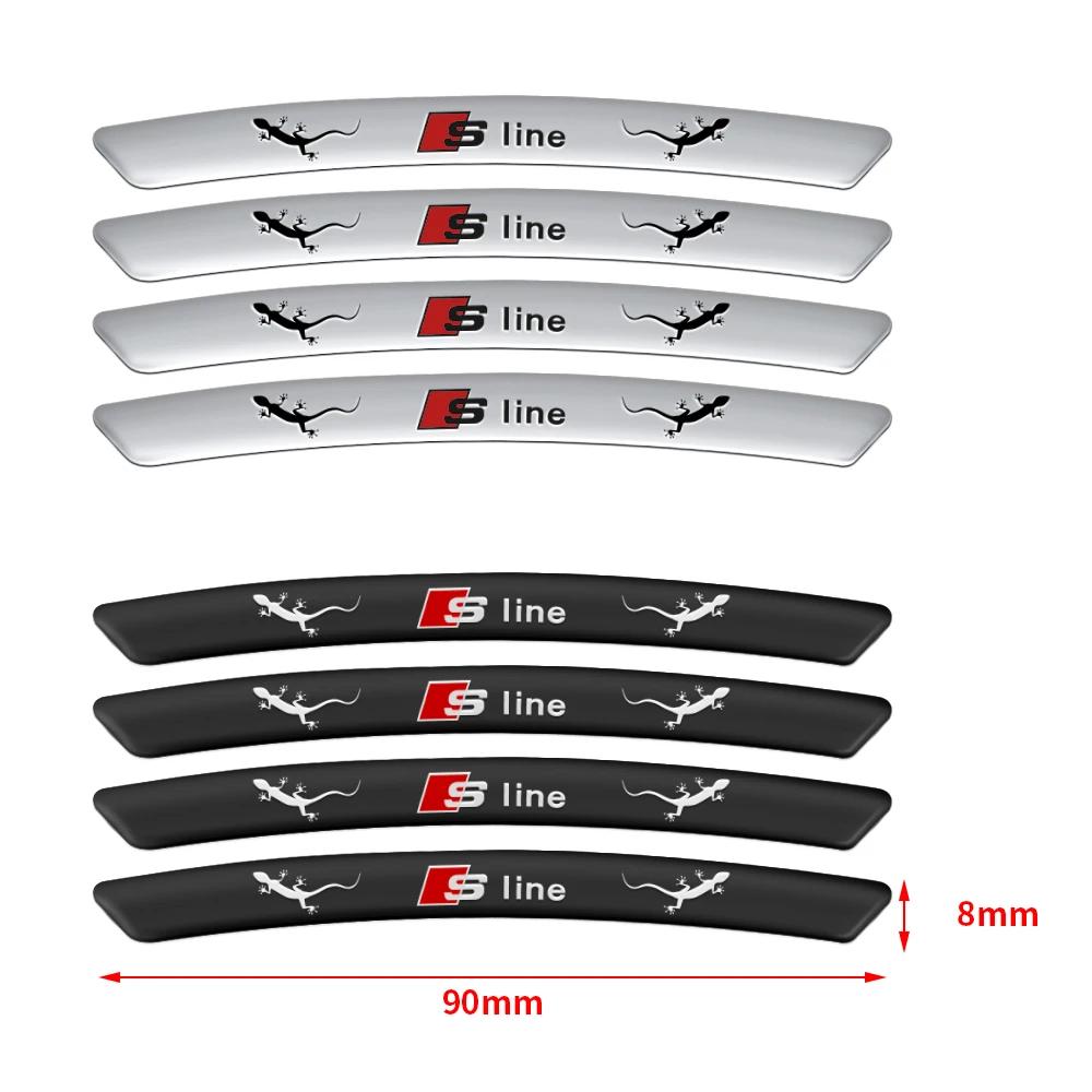 4 Pièces Emblèmes Badge Voiture Jantes Moyeu de Roue Décor Autocollants 3D Pour Audi A4 A3 A5 A6 A7 A8 Q3 Q5 Q7 Q8 B5 B6 B7 B8 B9 Q7 8P 8V 8L