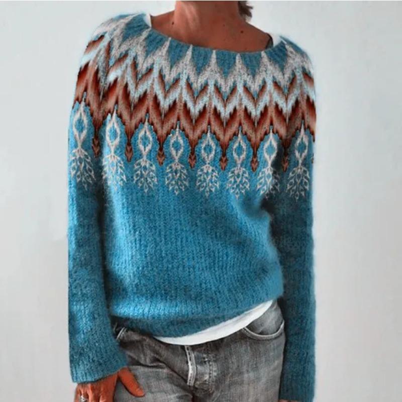 2025 Frühling Gestrickter Damenpullover Druck O-Ausschnitt Langarm Lässig Locker Pullover Damen Winter Elegant Trendige Damenkleidung