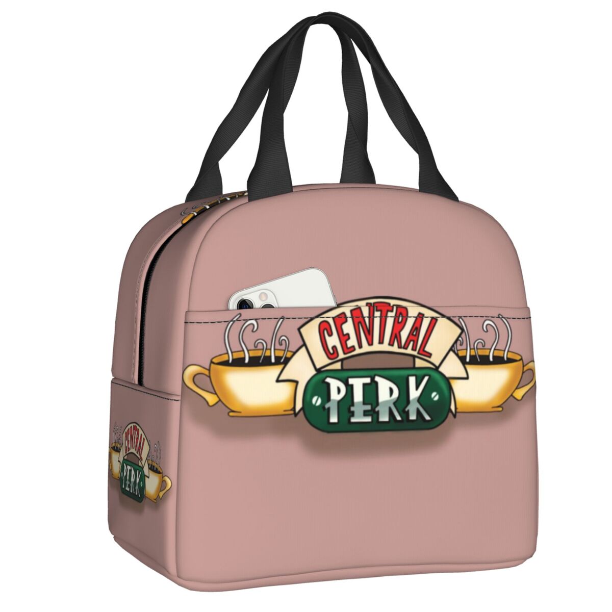 Custom Classic Friends TV Show Thermal Insulated Lunch Bags Women Portable Lunch Container Camping Travel Multifunction Food Box 22x20x13cm