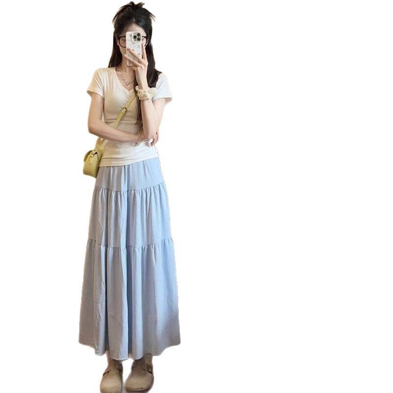 White Gentle Skirt for Women In Summer Latest High-waisted Slim-fit A-line Skirt Slack and Fluffy Cake Skirt