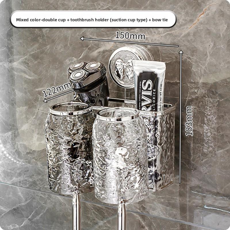 Toothbrush Rack, Wall-mounted Electric Toothbrush Stand Without Drilling Holes, Brushing Cup, Mouthwash Cup, Dental Ware Set, Suction Cup