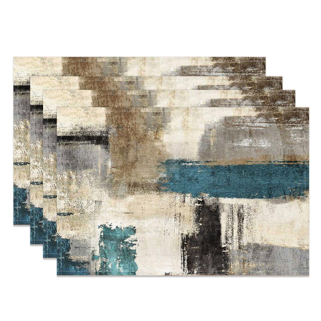 4 pièces sets de table art abstrait motif marbre moderne lavis d'encre imperméables résistants à la chaleur pour table à manger accessoire de décoration de table