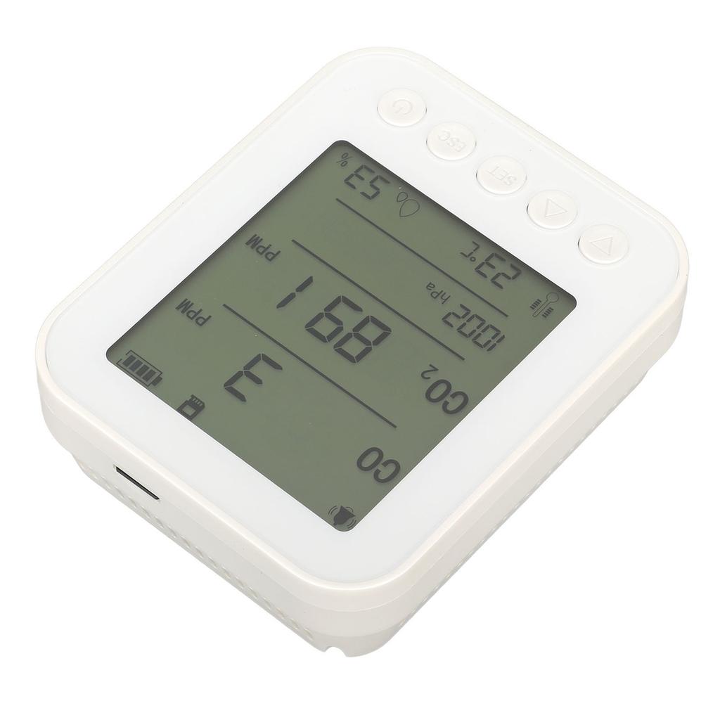 Car Air Quality Monitor 7 in 1 Detector CO2 CO Pressure Temperature Humidity Meter White 5V