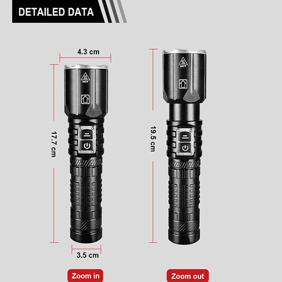 Lampe Torche LED X.store 900000 Lumens – Rechargeable USB – Étanche IP65 – Noire