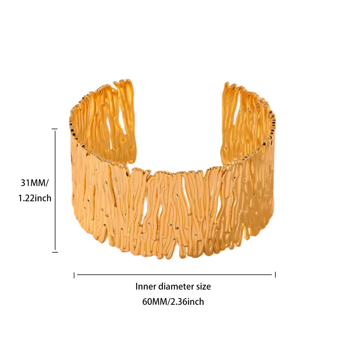 

Vintage Stainless Steel Geometric Wide Bangles For Women Men 18k Gold Plated Opening Cuff Bracelets Femme Charm Jewelry Gifts