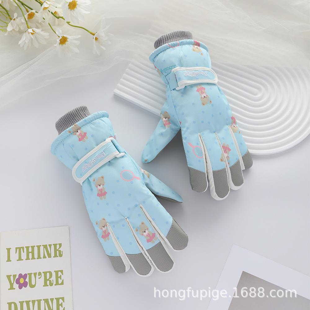 

Женские лыжные перчатки для улицы, водонепроницаемые, с сенсорным экраном, нескользящие, ветрозащитные, для велоспорта, с флисом, мультяшные, милые, теплые перчатки One Size