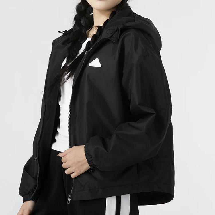 Adidas Solid Color Logo Casual Sports Jacket Women Outerwear Black IM8813