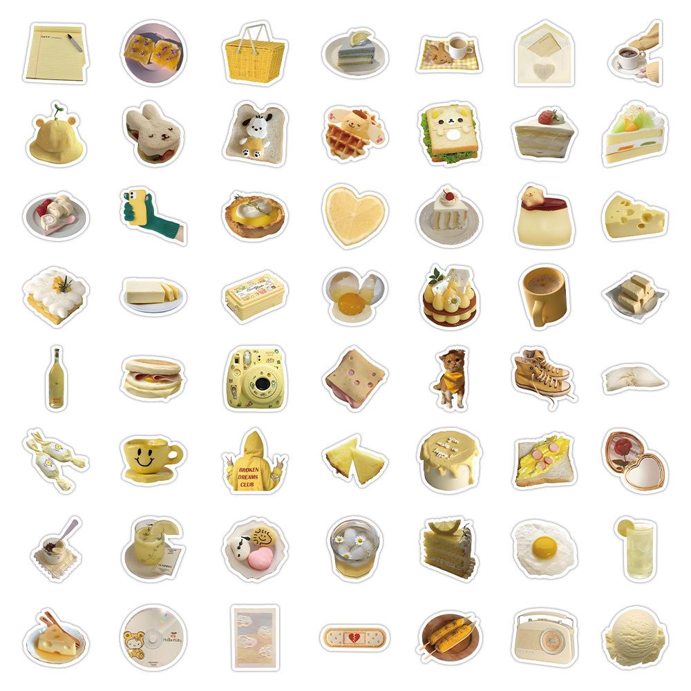 60 listů vícebarevných samolepek ve stylu INS: Realistické malé předměty v modré, růžové, fialové, žluté a zelené barvě