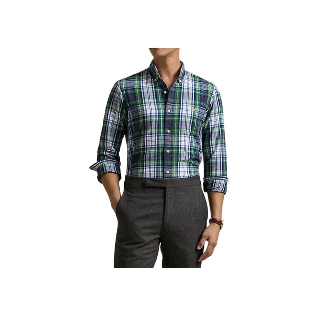 Polo Ralph Lauren Plaid Print Button-Down Collar Long Sleeve Shirt Men Shirts Green MNPOWOV16823861100
