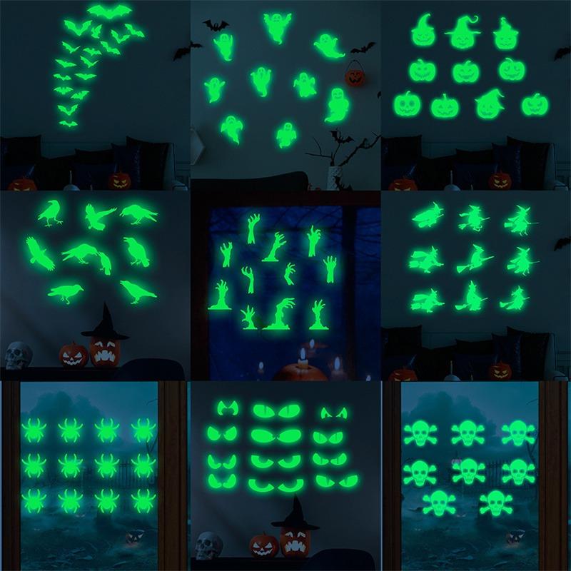 Halloween New Luminous Wall Sticker for Kids Room Bedroom Home Decoration Glow In The Dark Moon Decal Fluorescent Stickers
