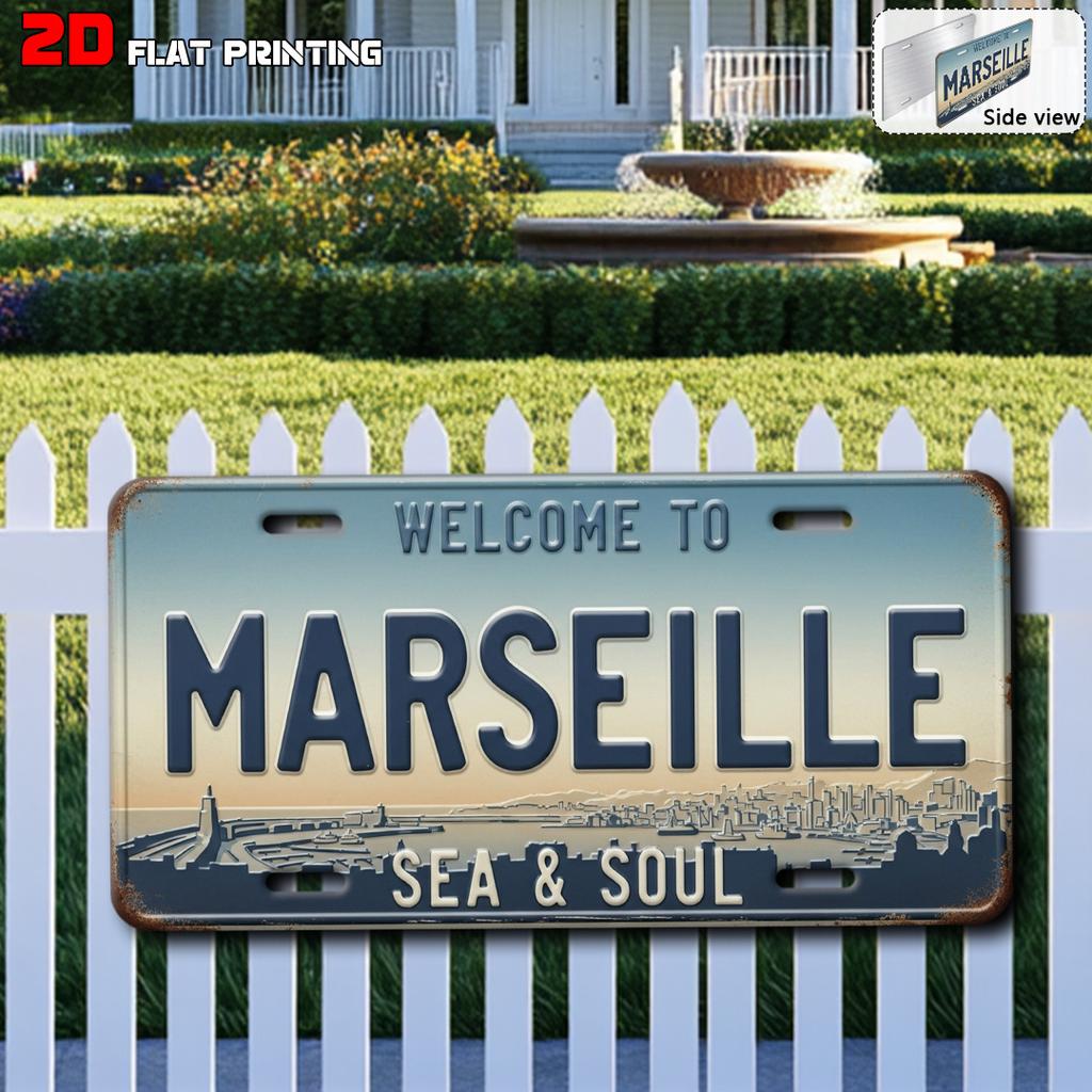 D Flat Marseille Vintage Sign Home Decor Retro Wall ArtGift for City Lovers Studio Wall Decoration Restaurant Decor