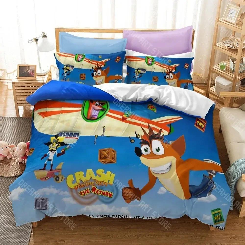 3D Print Classic Game Crash Bandicoot Cartoon Duvet Cover Set 3D Print Comforter Bedclothes for Boy Girl Bedding Sets Bedroom