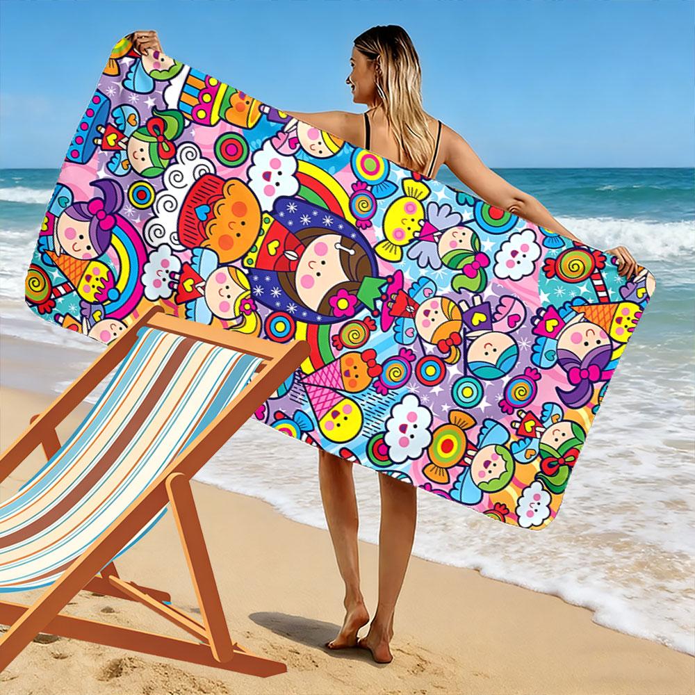 Colorful Cartoon Pattern Towel A must-have beach towel for beach travel
