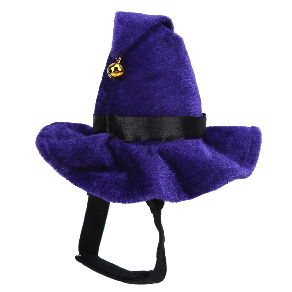 Cat Halloween Wizard Hat with Star Bell Soft Pet Funny Halloween Hat for Role Play Holiday