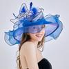 Fashion Flower Fascinator Hats For Women Ladies Kentucky Derby Wide Brim Wedding Church Organza Sun Hat Elegant Large Fedoras