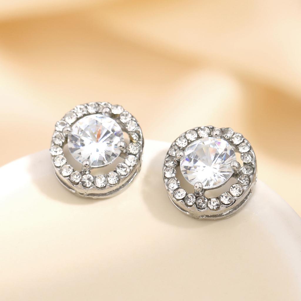 Stylish And Simple Round Point Diamond Stud Earrings, Personalized Earrings