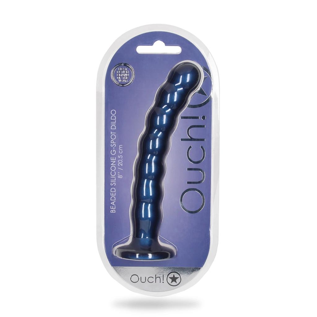 Ouch! - Silicone G-Spot Dildo with Beads - 20.5 cm