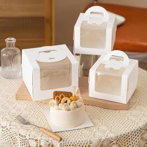 Koundeneko Cake Boxes, Set of 10, with Clear Window and Handles, Single Cupcake Boxes for Weddings, Birthdays, Parties, and Christmas, Perfect for Che