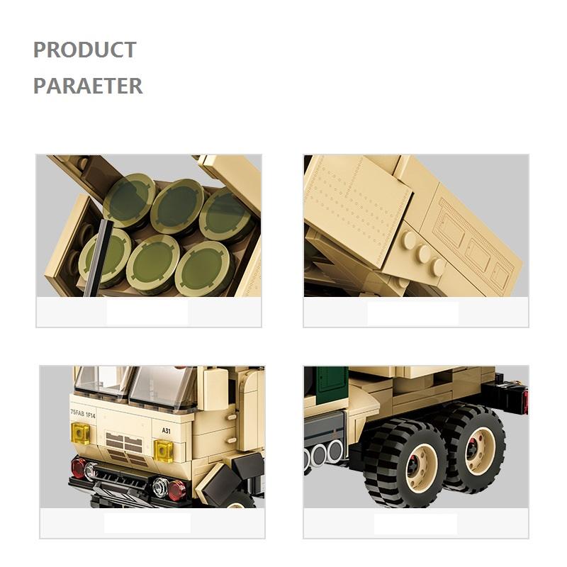 443PCS Military WW2 M142 HIMARS Boxer Armored Vehicle Building Blocks Mobility Artillery Rocket Building Blocks Kids Toys