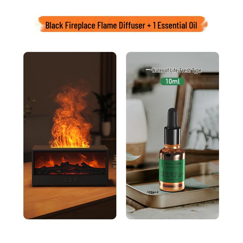 3D Aroma Diffuser & Fireplace Humidifier with Remote Control - Seven-Color LED Display