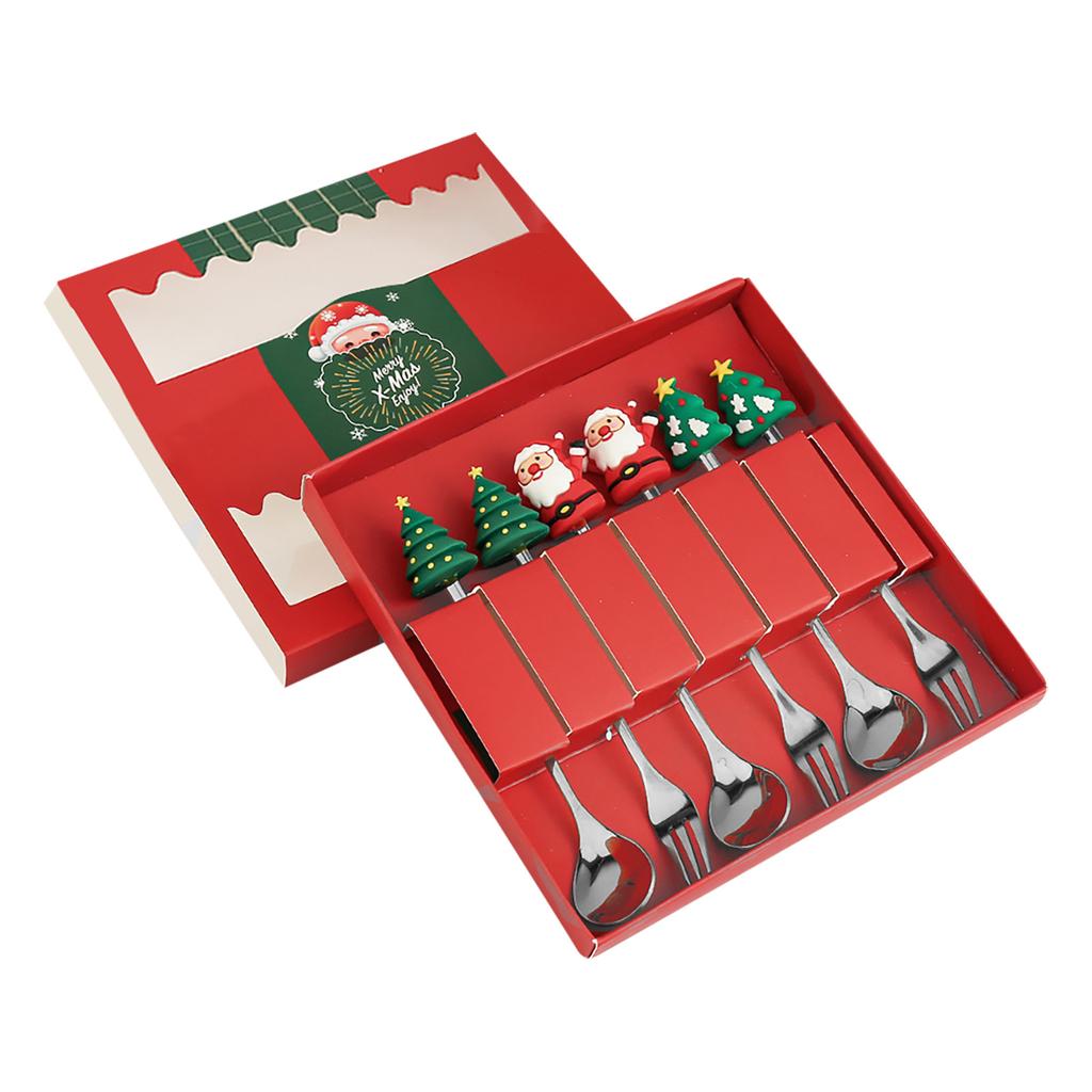 Stainless Steel Christmas Spoon Coffee Spoon Soup Sugar Dessert Teaspoons Fork Kitchen Tableware