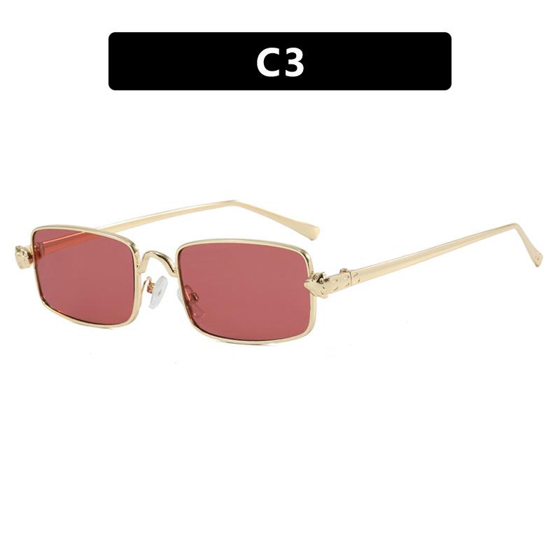 Leopard head small frame sunglasses square new retro sunglasses women Internet celebrity hip hop personality sunglasses
