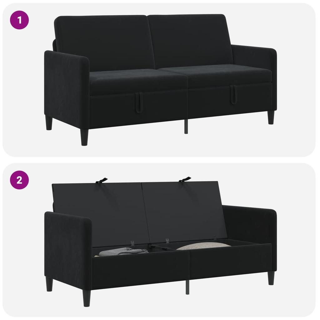 Storage Sofa in Black 172 x 78 x 87 cm Polyester