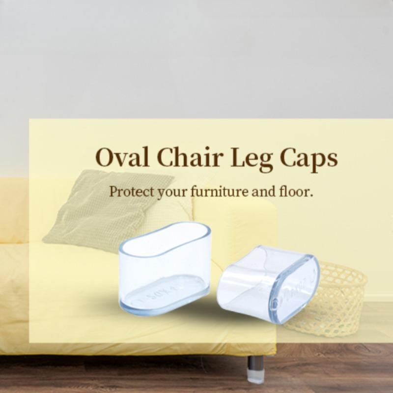 Transparente ovale Stuhlbeinschoner, Hartholzboden Stuhlbeinkappen, Rutschfest & Kratzfest, Geräuschlos Geeignet für mehrere Größen