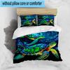 Cartoon Sea Turtle Artwork 3pcs Bedding,Including 1pc Duvet Cover And 2pcs Pillowcases Perfect for Christmas,Ideal for Bedroom, Dormitory