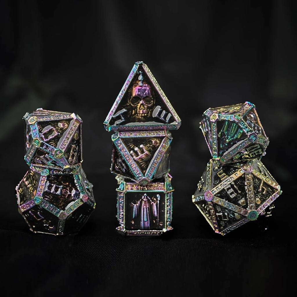 Undead Dice Set Skeleton Head Solid Metal for DND TRPG, Pathfinder, Tabletop Games, TRPG Wizard Evil D20 D12 D10 D8 D6 D4