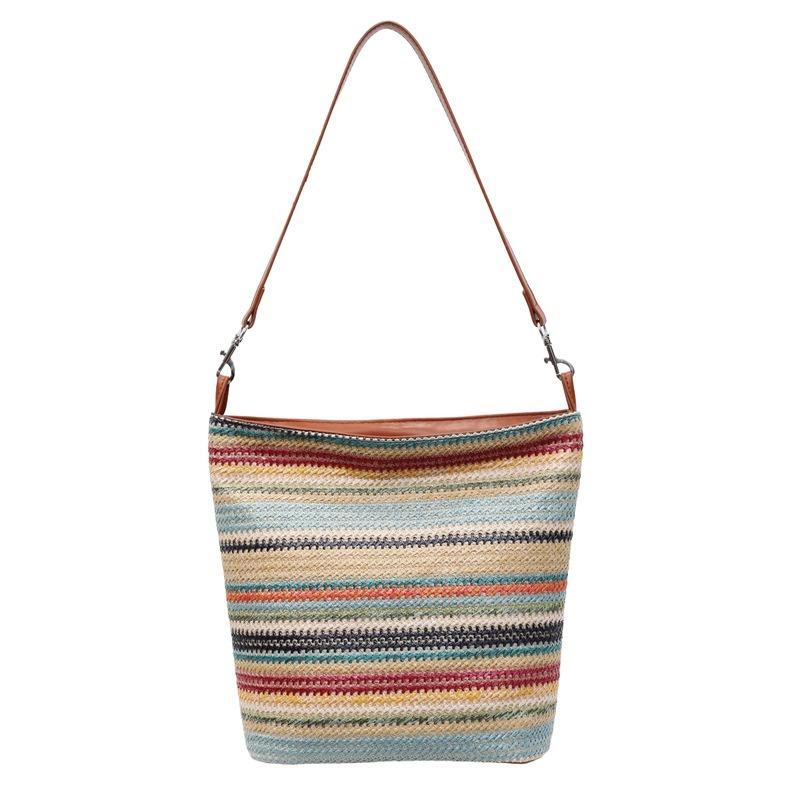 Niche Straw Bucket Bag Women's New Seaside Vacation Beach Woven Shoulder Bag Fashion Handbag