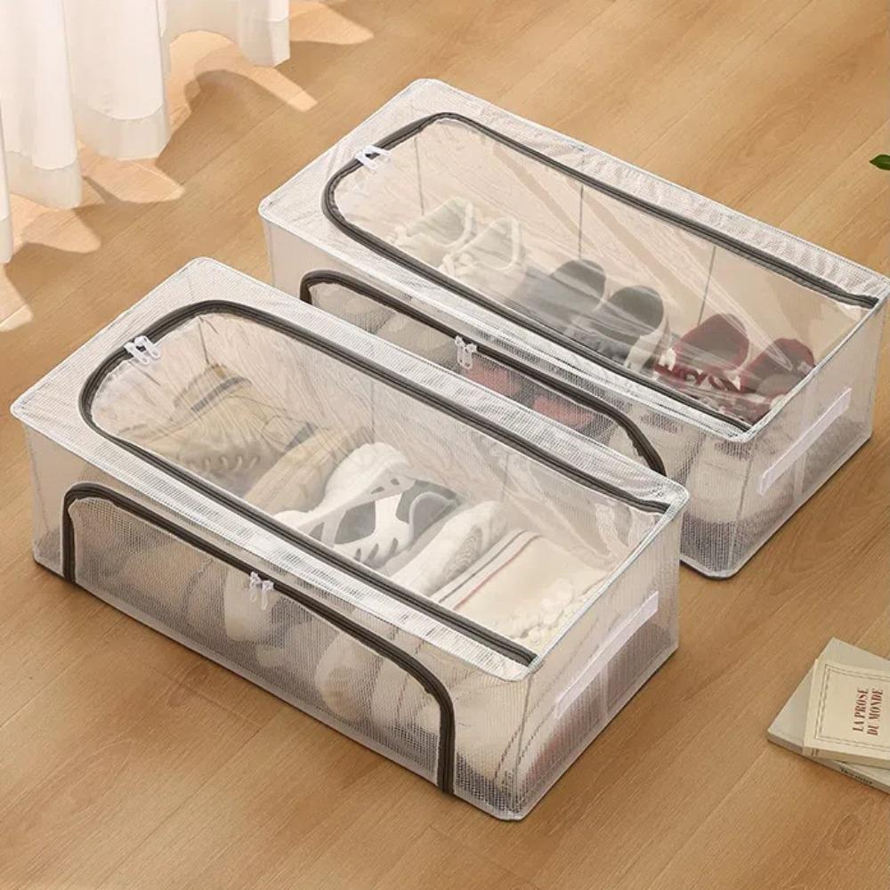 New Foldable Shoe Storage Box Under the Bed Dustproof Shoe Basket Steel Frame Large Capacity Shoe Box Home