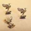 Cultural Toys Crane Figurines Pure Brass Brass Miniatures Red-crowned Crane Sculpture  Living Room