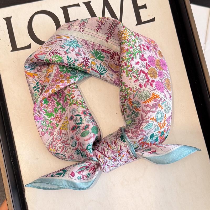 British style spring autumn winter men's and women's silk small square scarf plaid brown small silk scarf mulberry silk scarf